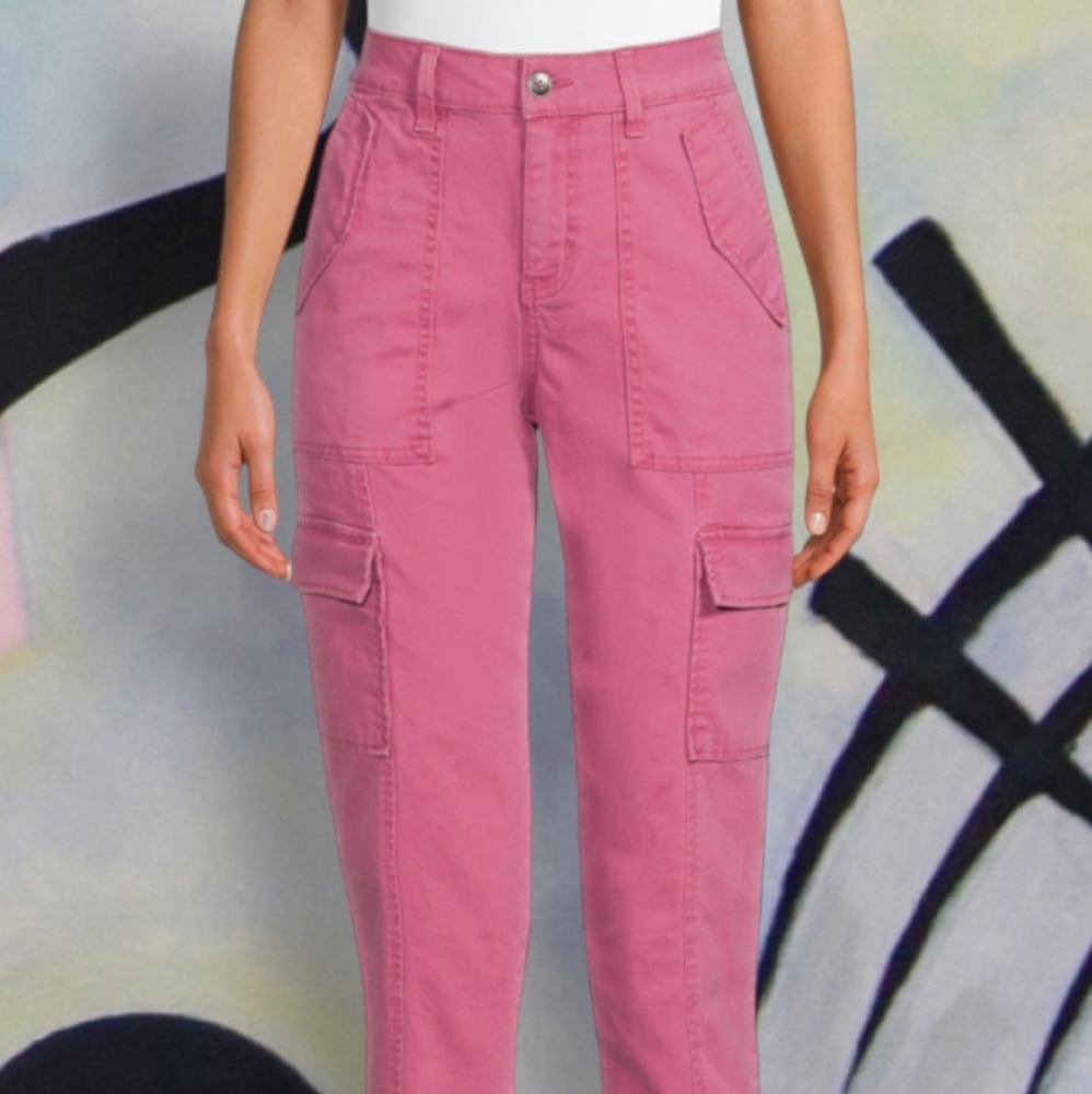 New Sz 20 Cargo Utility Denim Long Capri Pants w 2 Cargo, 2 Back Pockets - Picture 7 of 12